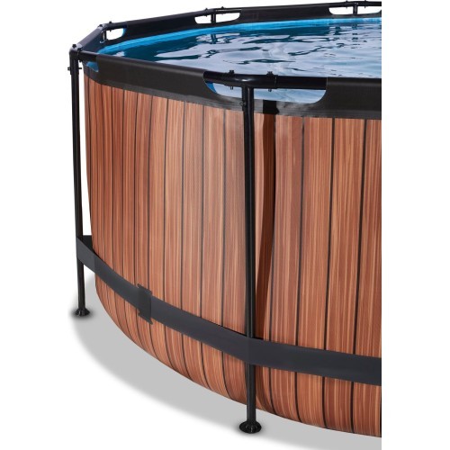 Baseinas EXIT Wood ø360x122 cm su filtravimo siurbliu, rudas
