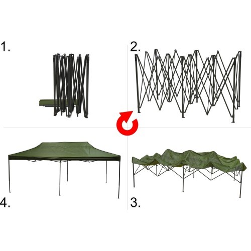 Party tent scissor 3x6m green WATERPROOF