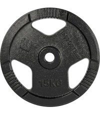 Ketaus svorio diskas inSPORTline Hamerton, juodas, 15 kg, 30 mm