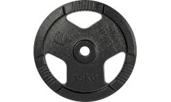 Ketaus svorio diskas inSPORTline Hamerton, juodas, 15 kg, 30 mm