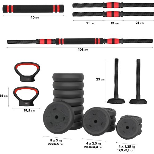 SGN140 Pro Set 6 viename svorių rinkinys, 2 dalys, 40 kg HMS
