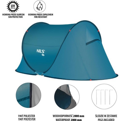 Savaime išsiskleidžianti kempingo palapinė NC3743 New Color NILS Camp