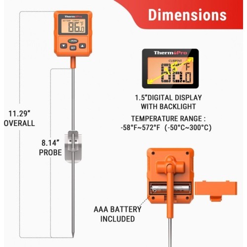 Цифровой термометр для масла и конфет с зондом ThermoPro TP511