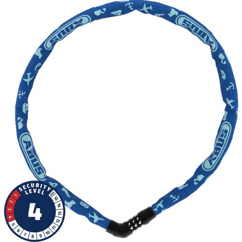 ABUS Steel-O-Chain™ 4804C/75 Blue Symbols chain lock, 75 cm (blue)
