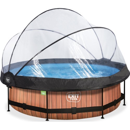 Baseinas EXIT Wood ø300 x 76 cm su stogeliu ir filtru - PowerSport.lt