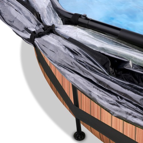 EXIT Wood baseinas ø300x76 cm su kupolu ir filtravimo siurbliu, rudas