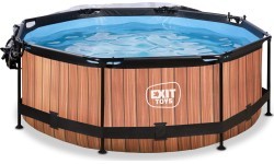 Бассейн EXIT Wood ø244x76 см с фильтрующим насосом и куполом - коричневый