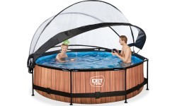 EXIT Wood pool ø300x76cm with dome and filter pump - brown
