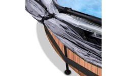 Бассейн EXIT Wood ø244x76 см с фильтрующим насосом и куполом - коричневый