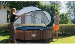 Бассейн EXIT Wood ø244x76 см с фильтрующим насосом и куполом - коричневый