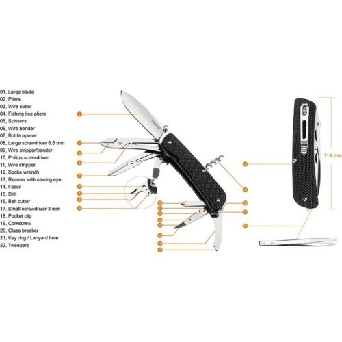 Pocket Knife Ruike LD41-B, Multifunctional, Black