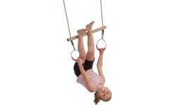 wooden ring trapeze with metal ring