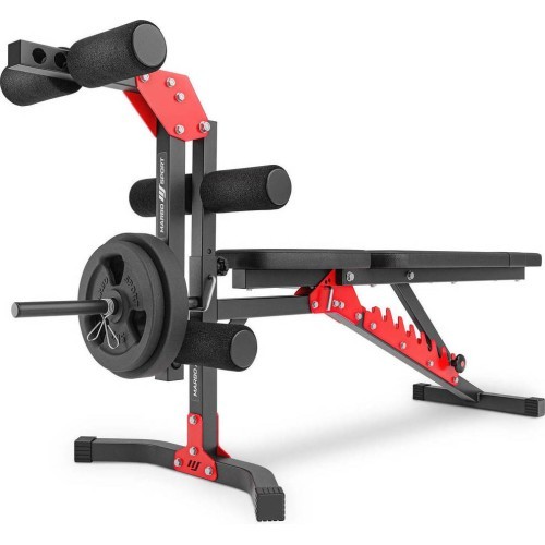 Set MH1_68KG_KIER | adjustable bench + leg press + prayer bar (slide-in) + set of 42 kg grips and weights - Marbo Sport