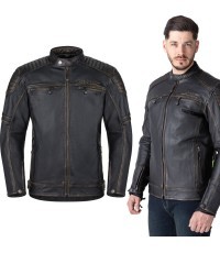Кожаная мотокуртка W-TEC Mungelli EVO - Vintage černo-hnědá