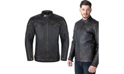 Leather Motorcycle Jacket W-TEC Mungelli EVO - Vintage černo-hnědá