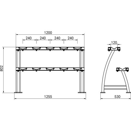 STR38 DOUBLE LEVEL DUMBBELL RACK COMMERCIAL HMS