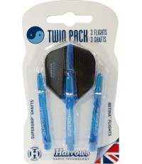 Smiginio kotelių ir sparnelių rinkinys Harrows Twin Pack Medium - Aqua