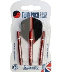 Smiginio kotelių ir sparnelių rinkinys Harrows Twin Pack Medium - Raudona
