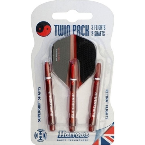 Smiginio kotelių ir sparnelių rinkinys Harrows Twin Pack Medium - Raudona