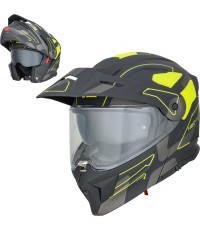 3-in-1 Flip-Up Motorcycle Helmet W-TEC Neovu Graphic - Black-Fluo