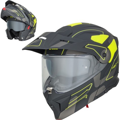 3-in-1 Flip-Up Motorcycle Helmet W-TEC Neovu Graphic - Black-Fluo