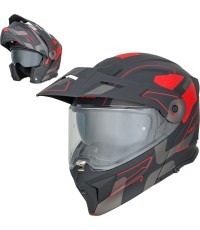 Atverčiamas motociklininko šalmas 3 viename W-TEC Neovu Graphic - černo-červená