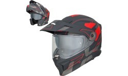 Atverčiamas motociklininko šalmas 3 viename W-TEC Neovu Graphic - černo-červená