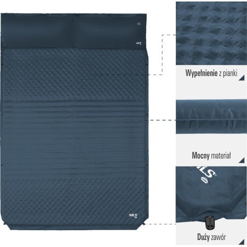NC4060 ANTHRACITE SELF INFLATING DOUBLE MAT WITH CUSHION NILS CAMP