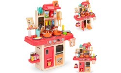 Kids kitchen sounds led steam generator 42 accessories pink
