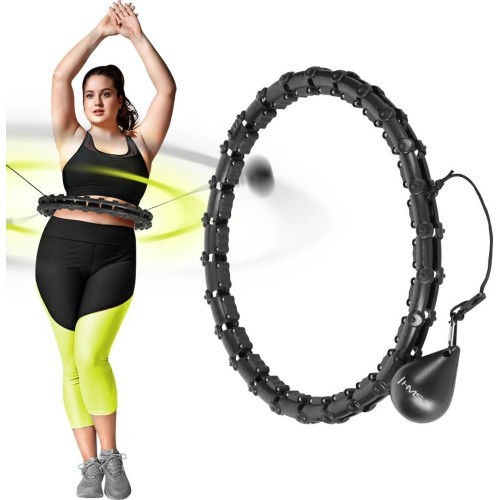 Hula Hoop HHW11 rinkinys, juodas, su svoriu ir juosmens atrama BR163 Plus Size HMS