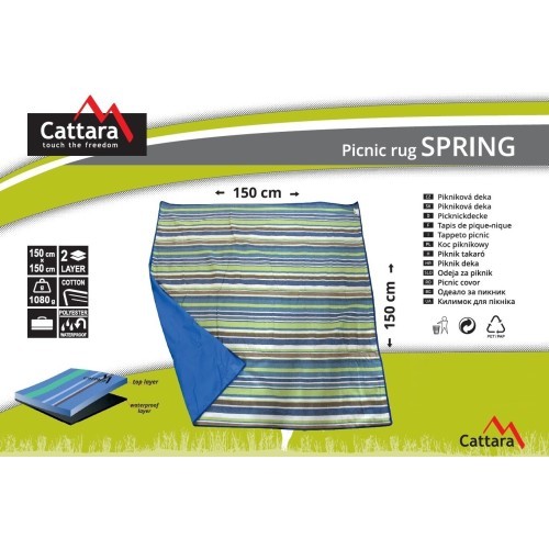 Pledas piknikams Cattara Spring – mėlynas-dryžuotas 150 x 150 cm