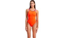 Moteriškas vientisas maudymosi kostiumėlis Double Cross Back Bright Coral-Plum-Very Fuchsia 34 - 499