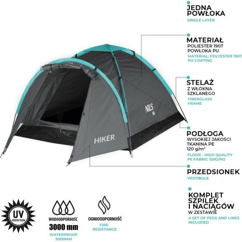 NC6010 GRAY CAMPING TENT HIKER NILS CAMP
