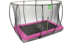 EXIT Silhouette ground trampoline 244x366cm with safety net - pink Outdoor Rectangular Coil spring Sunken trampoline