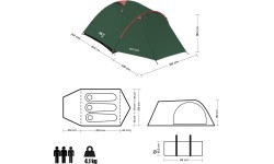 Kempingo palapinė Nils Camp Rocker NC6013, žalia-raudona