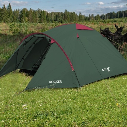 Кемпинговая палатка Nils Camp Rocker NC6013, зелено-красная