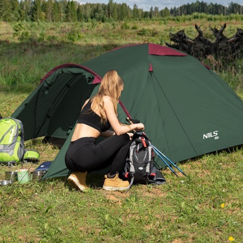 Кемпинговая палатка Nils Camp Rocker NC6013, зелено-красная