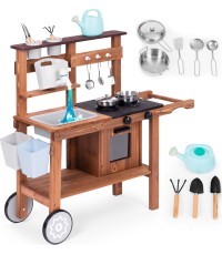 Уличная грязевая кухня для детей с аксессуарами, еловое дерево ECOTOYS