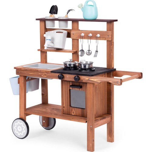 Уличная грязевая кухня для детей с аксессуарами, еловое дерево ECOTOYS