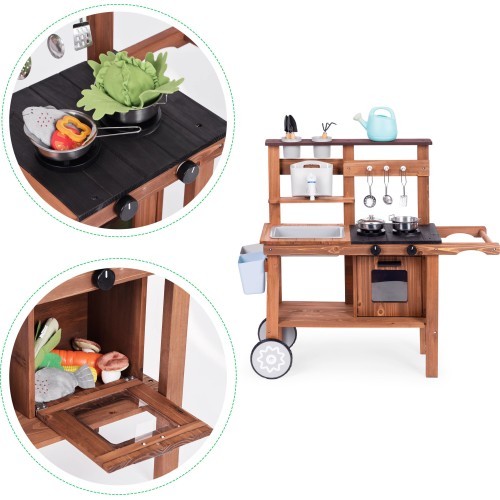 Outdoor mud kitchen for children with accessories fir wood ECOTOYS