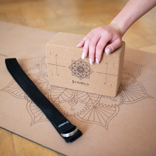 YOGA SET HMS CORK MAT TPE YM11 + BLOCK KJ02 + STRAP SJ02