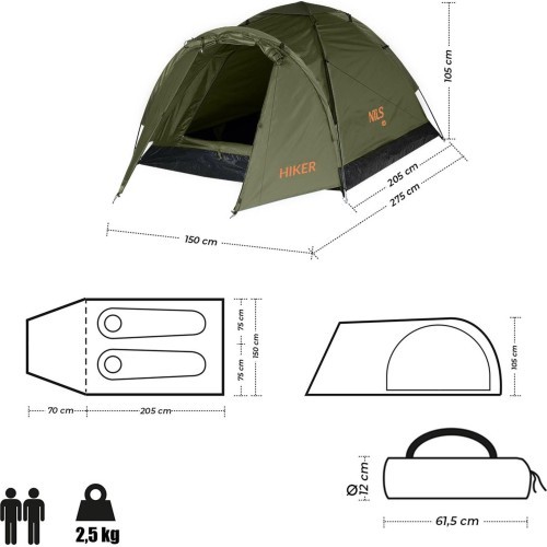 Stovyklavimo palapinė Nils Camp Hiker NC6010, chaki
