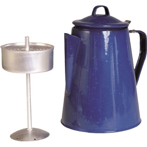 BLUE COFFE POT ENAMELLED WITH PERCOLATOR (8 CUPS)
