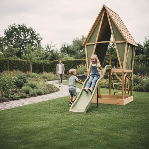 EXIT Yuki 550 playhouse with slide, mud kitchen and sandpit