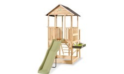 EXIT Panorama 550 wooden playhouse with slide, mud kitchen and sandpit