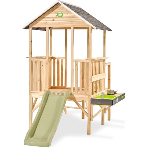 EXIT Panorama 350 wooden playhouse with slide and mud kitchen