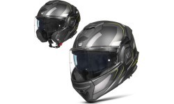 Откидной мотошлем W-TEC Zoroz P/J - Черный матовый-флуоресцентный желтый