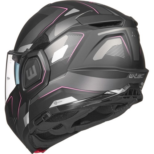 Flip-Up Motorcycle Helmet W-TEC Zoroz P/J - Matt Black-Fluo Pink