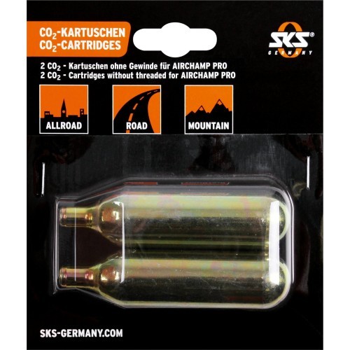 SKS Airchamp compressed air CO2 cartridge 16 g, non-threaded (pair)
