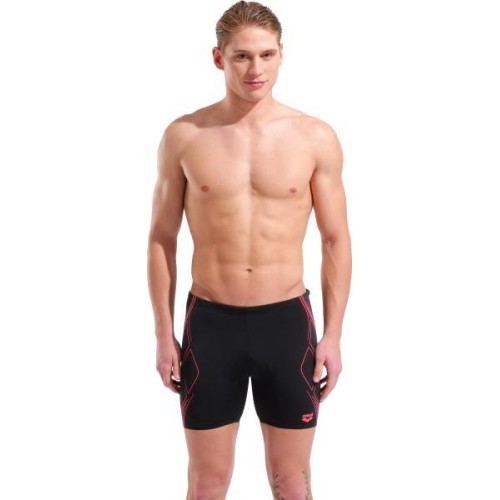 Мужские плавки Graphic Swim Mid Jammer, чёрный / ярко-коралловый - 505